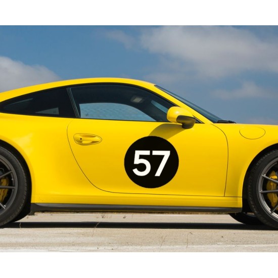 Retro Racing number side decal for a Porsche