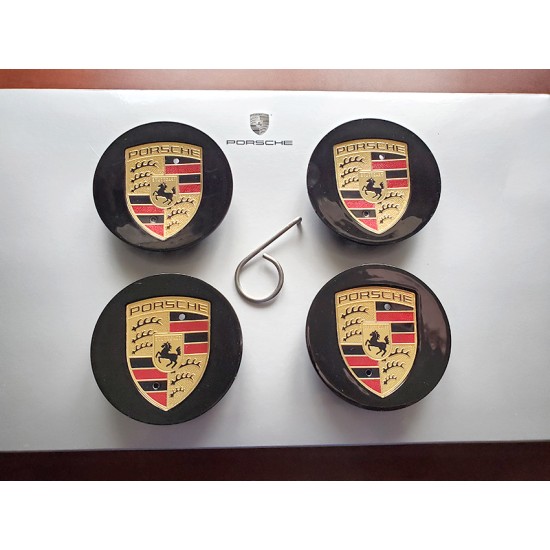 Porsche Black Center Caps (76mm)