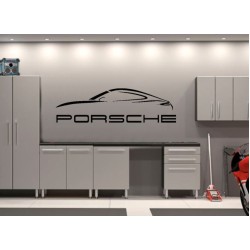 Porsche Garage Wall decal sign silhouette v2