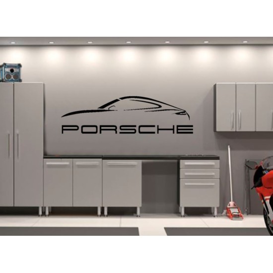 Porsche Garage Wall decal sign silhouette v2