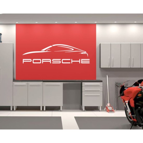 Porsche Garage Wall decal sign silhouette v2